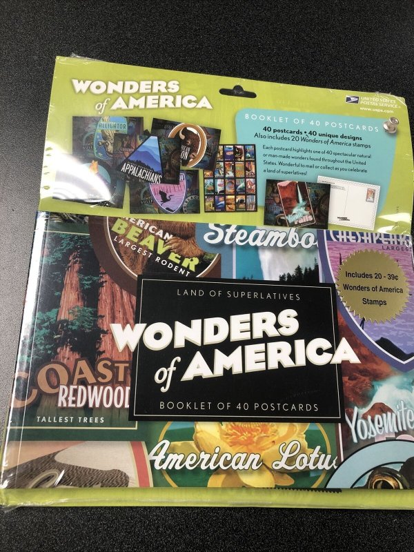 USPS Wonders of America Booklet of 40 Postal Cards & 20 - 39c Stamps  Unopened.