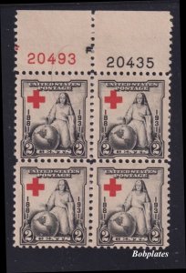 BOBPLATES US #702 Red Cross Top Right Plate Block F20435 F20493 MNH