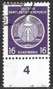 GERMANY DDR 1954 16pf ARMS Official Sc O7 CTO Used