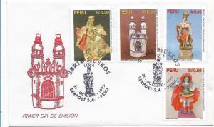 PERU 1995 MUSEUMS ART HISTORY CULTURE SET OF 4 VALUES ON FDC SCOTT 1121-24