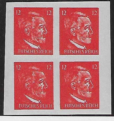 GERMANY PROPAGANDA HITLER SKULL ON 12 PF BLK/4 STAMP MNH