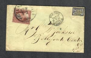 US Sc#25a + 15L14 Bloods Penny Post Local Cover-Rare, Cv. $1000++