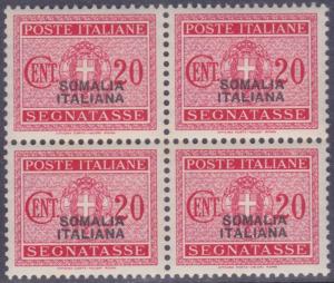 ITALIAN COLONIES SOMALIA 1934 Postage Due 20c bloc of four MNH B21207