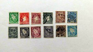 Ireland #106-117 Set of 12, Used/Fine, 1940-1942, CV = $60.00