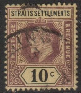Straits Setts Scott 98 - SG115, 1902 Crown CA 10c used