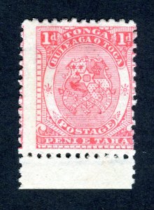 Tonga 1892. 1d pale rose. MH. SG10.