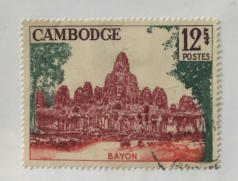 Cambodia 1966 Scott 156 used - 12r, Bayon temple