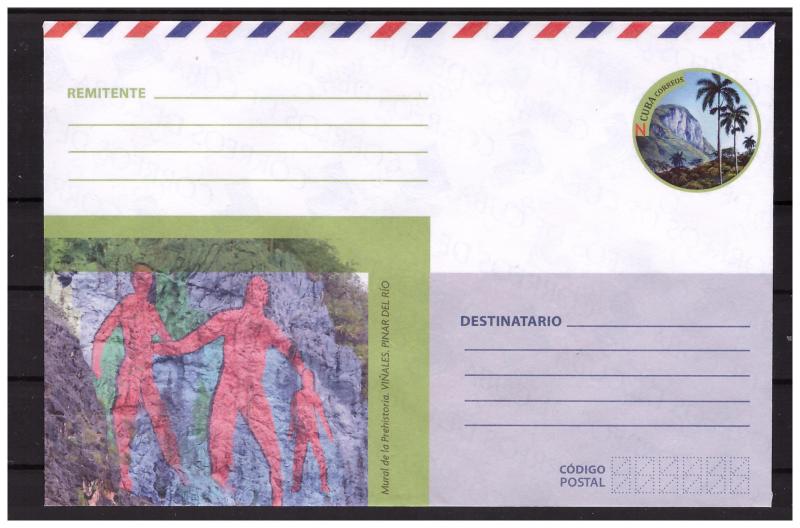 CUBA prestamped envelope 2018 Prehistoric rock paintings