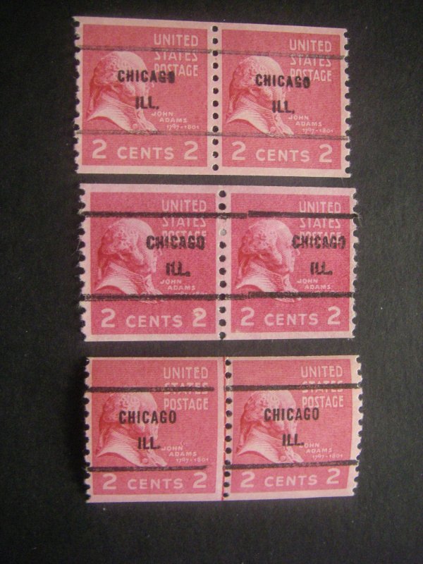 Precancel - Scott 841 - Prexie Pair, Gap Pair, Gap Line Pair - IL - Chicago