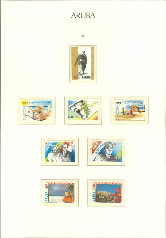 collection on pages Aruba 1986-89 mostly complete MNH CV $118