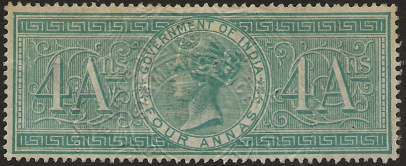 Queen Victoria Revenue #4a ... Embossed, well centered, clean, fresh