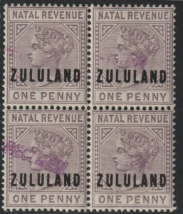 ZULULAND  1891 POSTAL FISCAL SPECIMEN BLOCK with DETATCHED TRIANGLE - UNIQUE?