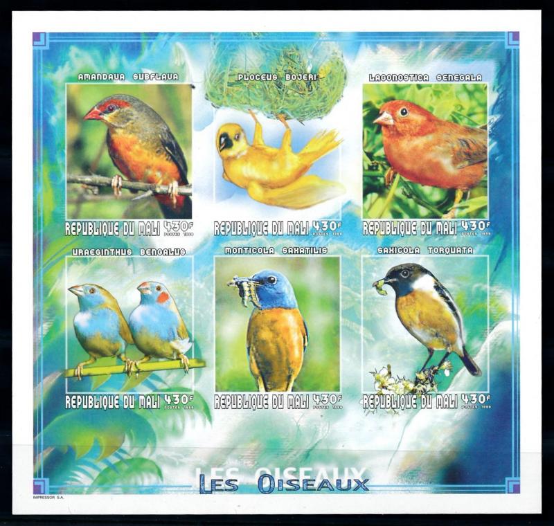 [76149] Mali 1999 Birds Vögel Oiseaux Singing Bird Imperf. Sheet MNH