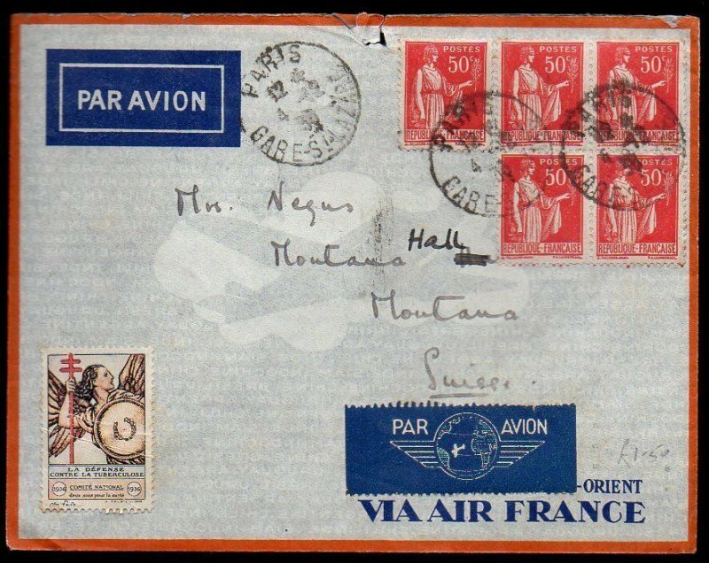 France: 1936 Air France cover to Switzerland from Paris