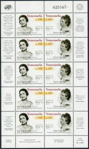 Venezuela 1608 sheet, MNH. Michel 3354-3355 klb. UPAE-1998. Famous Women.