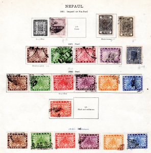 Nepal 1881-1934 SC 2-43, collection of 21 stamps, SC 2 excellent margins