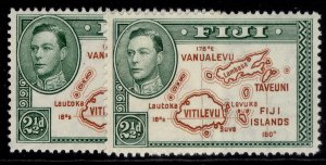 FIJI GVI SG256 + 256b, 2½d PERF VARIETIES, NH MINT.