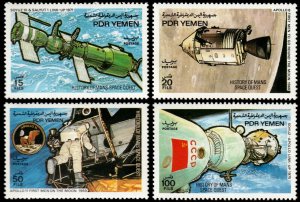 ✔️ YEMEN PDR 1983 - SPACE  APOLLO 8 & 11 & SOYOUZ- Sc. 327/330 MNH ** [02Y14]