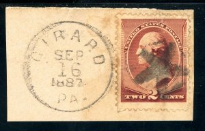 USAstamps Used VF US 1883 Washington Fancy Cancel Scott 210 On a Piece 