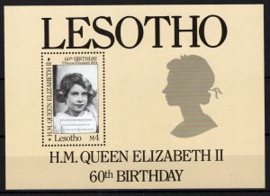 Lesotho 534 MNH SS - Royalty Elizabeth II 60th Birthday ZAYIX 0224S0279M