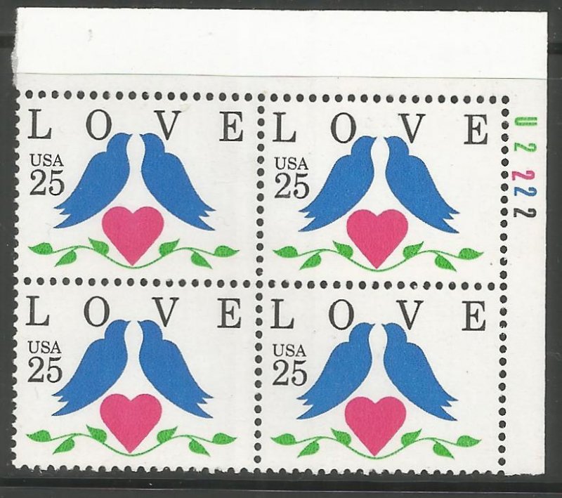 US  2440 MNH,  PLATE BLOCK,  LOVE