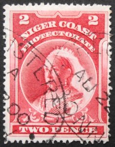 Niger Coast 1897 QV Two Pence with REGISTERED BONIN RIVER postmark