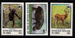 Congo Republic #456-8 MNH animals