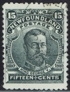 NEWFOUNDLAND 1910 GUY ISSUE 15C KGV PERF 12 USED 