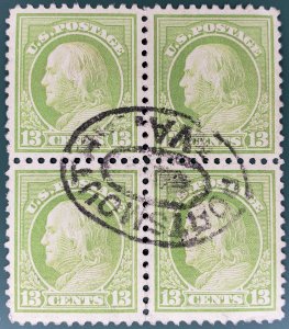 United States, Scott #513, VF-XF used block of 4, perf crease lower right stamp