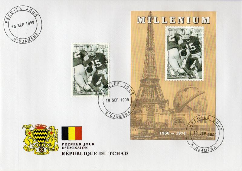 Chad 1999 Sc#809c 1st.American Super Bowl (1967) Set + S/S Perforated  FDC