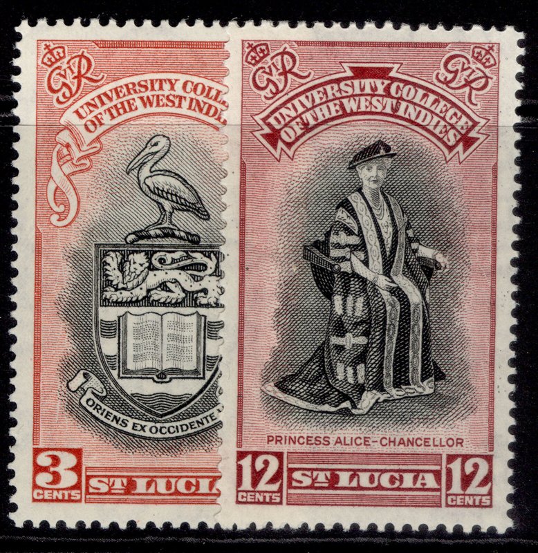 ST. LUCIA GVI SG164-165, BWI university college set, M MINT.