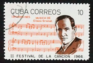 CUBA Sc# 1161 SONG FESTIVAL music composers  10c  ELISEO GRENET 1966  used cto