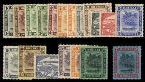 Brunei #43-61 (SG 60-78) Cat£225, 1924-37 1c-$1, complete set, hinged, few l...