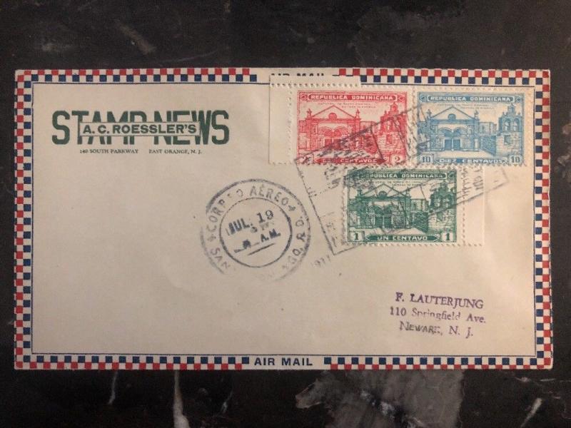 1933 St Domingo Dominican Rep First Flight Cover FFC To A C Roessler USA