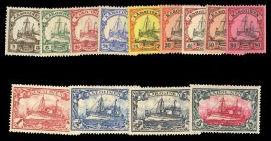 German Colonies, Caroline Islands #7-19 Cat$191.25, 1901 Yacht, complete set,...