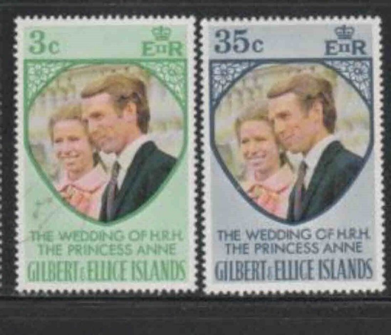 GILBERT & ELLICE #216-217 1973 WEDDING OF PRINCESS ANNE MINT VF NH O.G bb