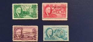 US Scott 930-933; FDR issue; 4 used stamps from 1945/46; sound, off paper, VF