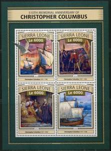 SIERRA LEONE 2016 510th MEMORIAL ANNIVERSARY OF CHRISTOPHER COLUMBUS  SHT MINT