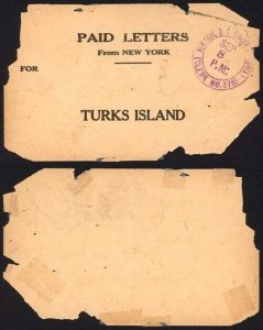 Turks and Caicos 1920s Paid Letters Label from New York