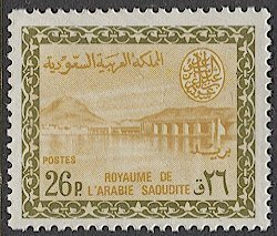 SAUDI ARABIA 1965 Sc 308, Mint NH, F-VF, 26p Dam, Saud Cartouche