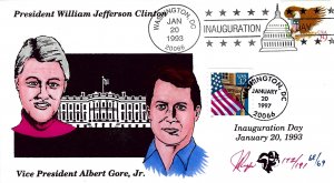 Pugh Designed/Painted Clinton Dual Inauguration FDC.. 68 of 69 created!