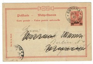 German Offices in Turkey 1901 Smyrna cancel on postal card to Germany