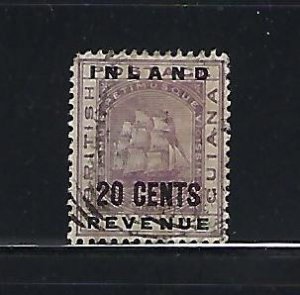 BRITISH GUIANA SCOTT #121 1889 20 CENTS  OVERPRINT- USED