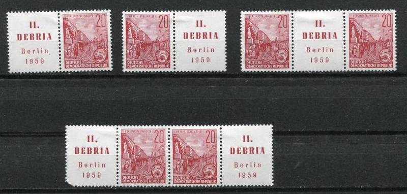 Germany 1959Combinations Mi Wzd 19-0 Wzd 22-3 MH  Cv 23 Euro