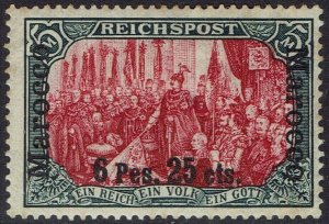 GERMAN MOROCCO 1900 REICHPOST 6P25 ON 5MK TYPE I 