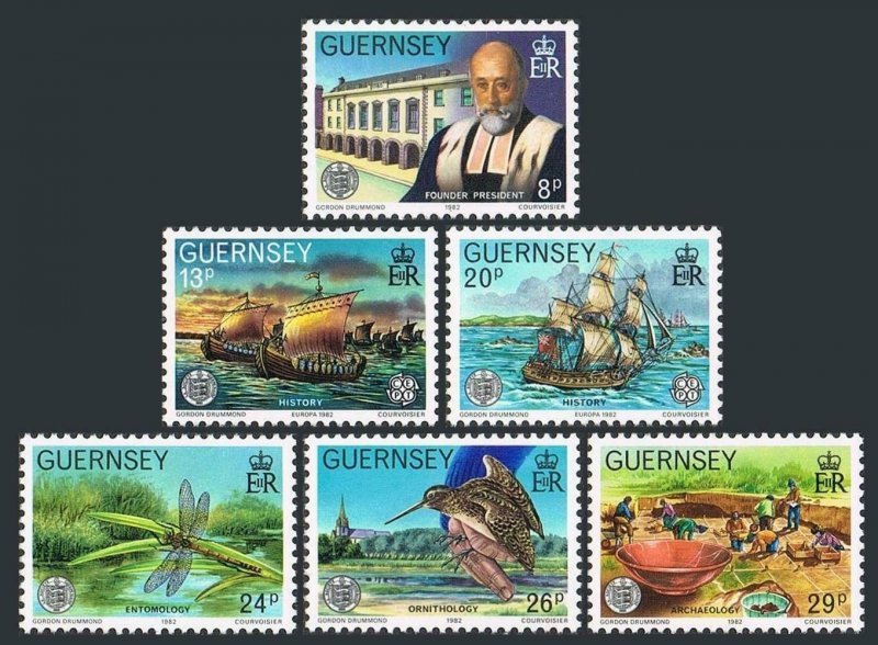 Guernsey 240-245,MNH.Michel 245-250. EUROPE CEPT-1982,Sailing ships,Dragonfly,