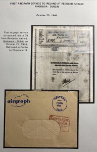 1944 Bulawayo Southern Rhodesia Airgraph Service Cover To Dublin Ireland