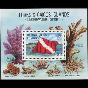 TURKS & CAICOS 1981 - Scott# 495 S/S Diving Flag NH