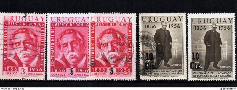 Uruguay 1956 Centenary set of José Batlle y Ordóñez Mint and Used Mixed Lot