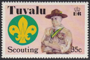 Tuvalu 1977 MNH Sc #53 35c Lord Baden-Powell - 50th Ann Scouting in Pacific
